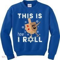 Dreidel Menorah Funny Hanukkah Gift This Is How I Roll  Kids Sweatshirt thumb 0