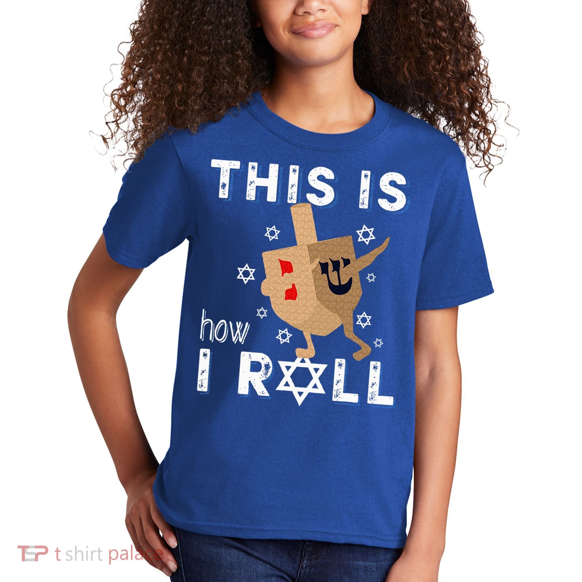 Dreidel Menorah Funny Hanukkah Gift This Is How I Roll  Kids T-Shirt