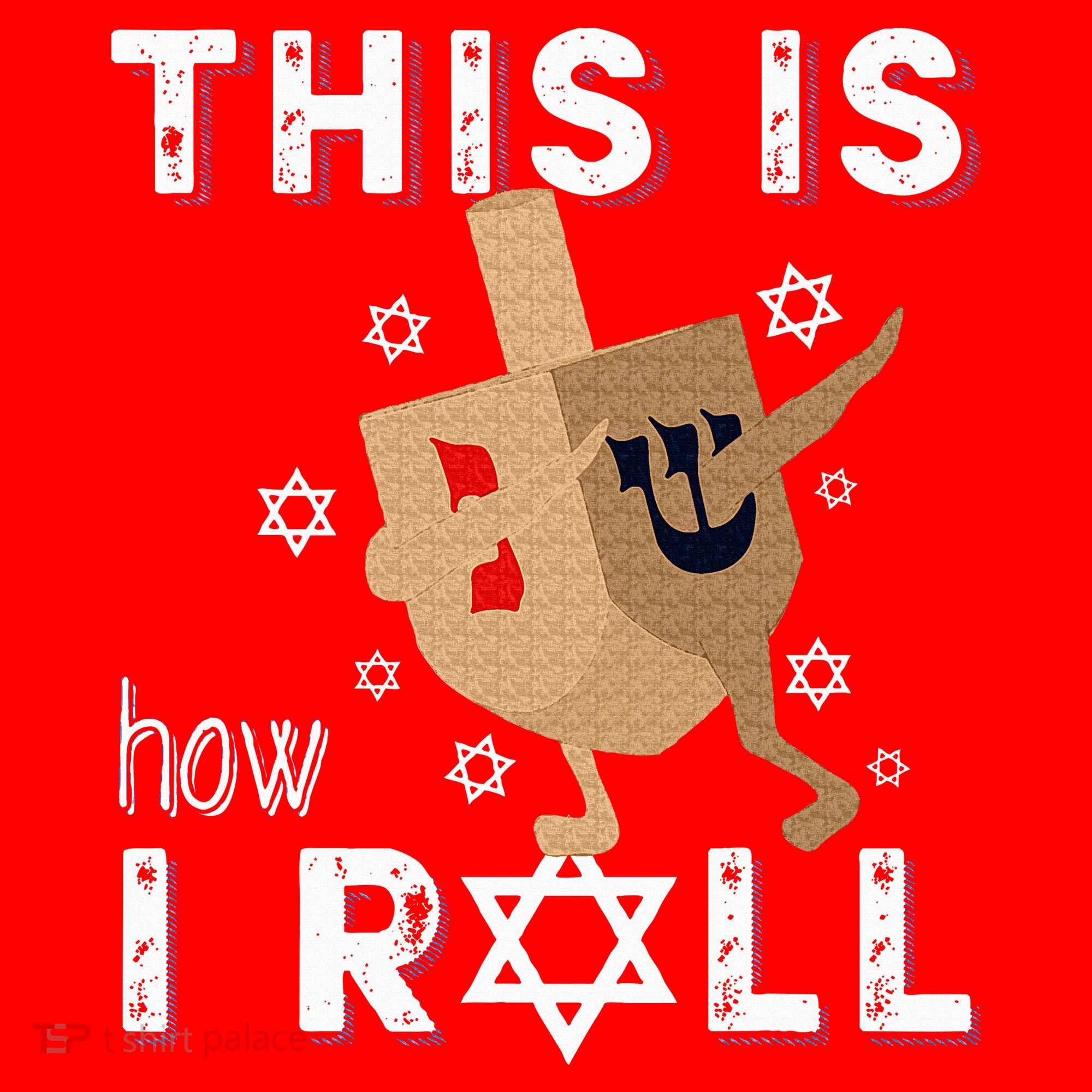 Dreidel Menorah Funny Hanukkah Gift This Is How I Roll  Santa Hat