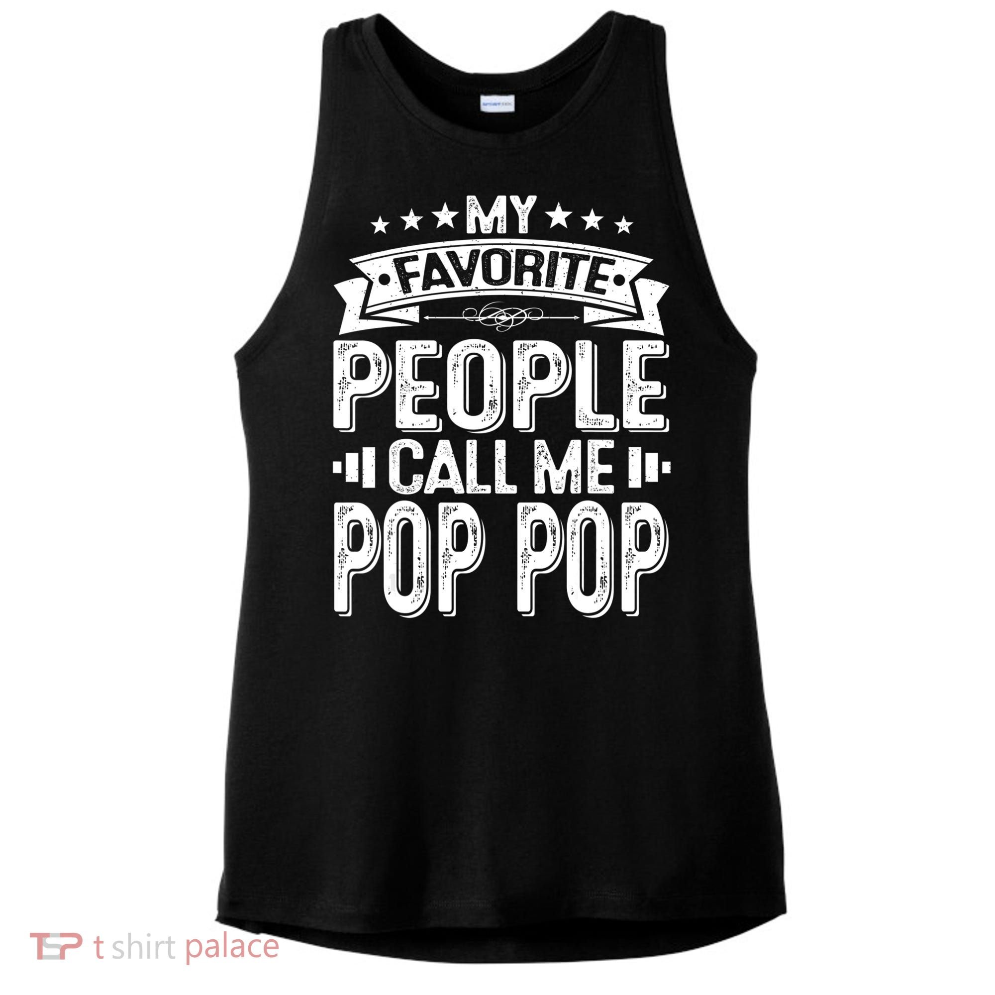 Distressed My Favorite People Call Me Pop Pop Retro Ladies PosiCharge Tri-Blend Wicking Tank