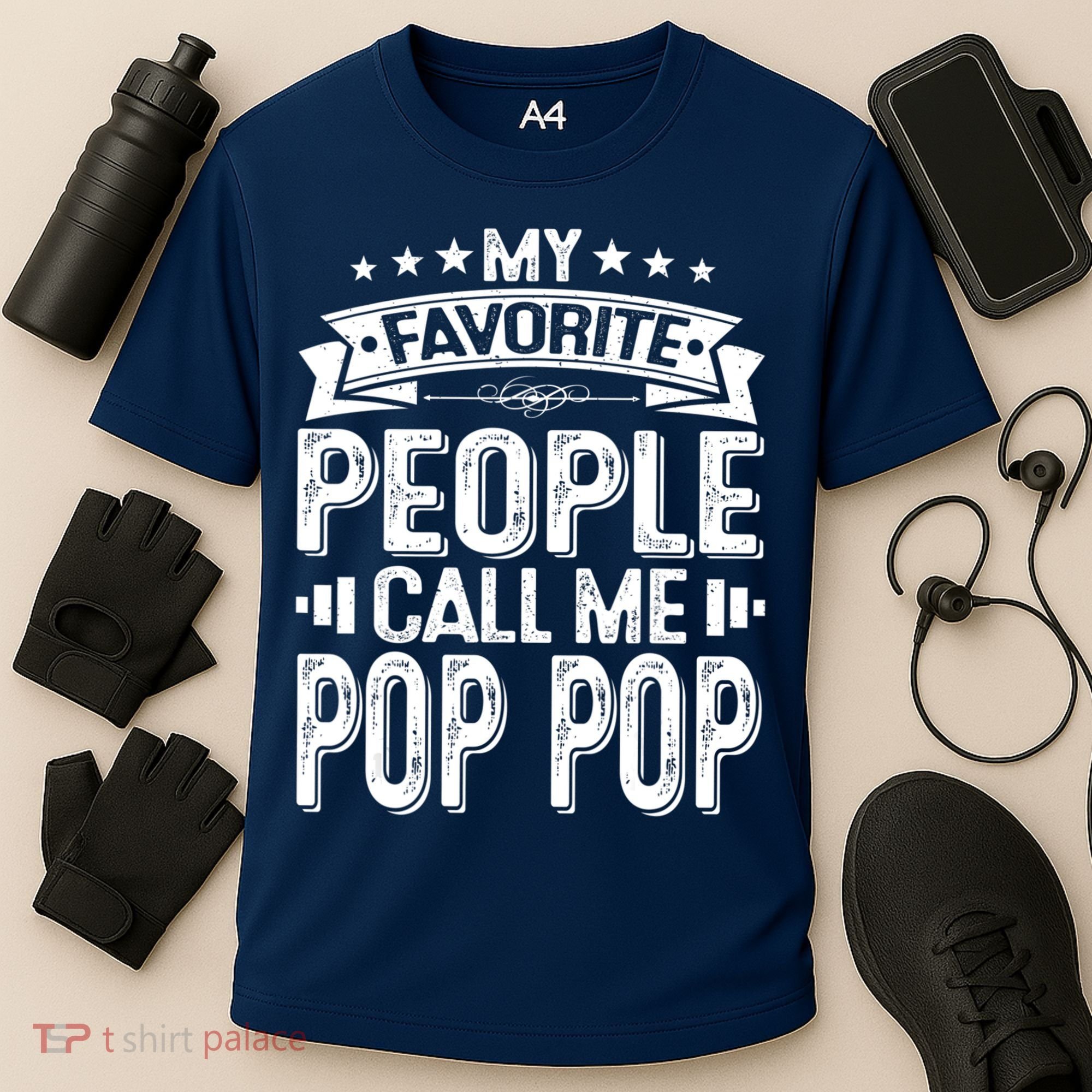 Distressed My Favorite People Call Me Pop Pop Retro Cooling Performance Crew T-Shirt