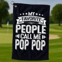 Distressed My Favorite People Call Me Pop Pop Retro Golf Towel thumb 1