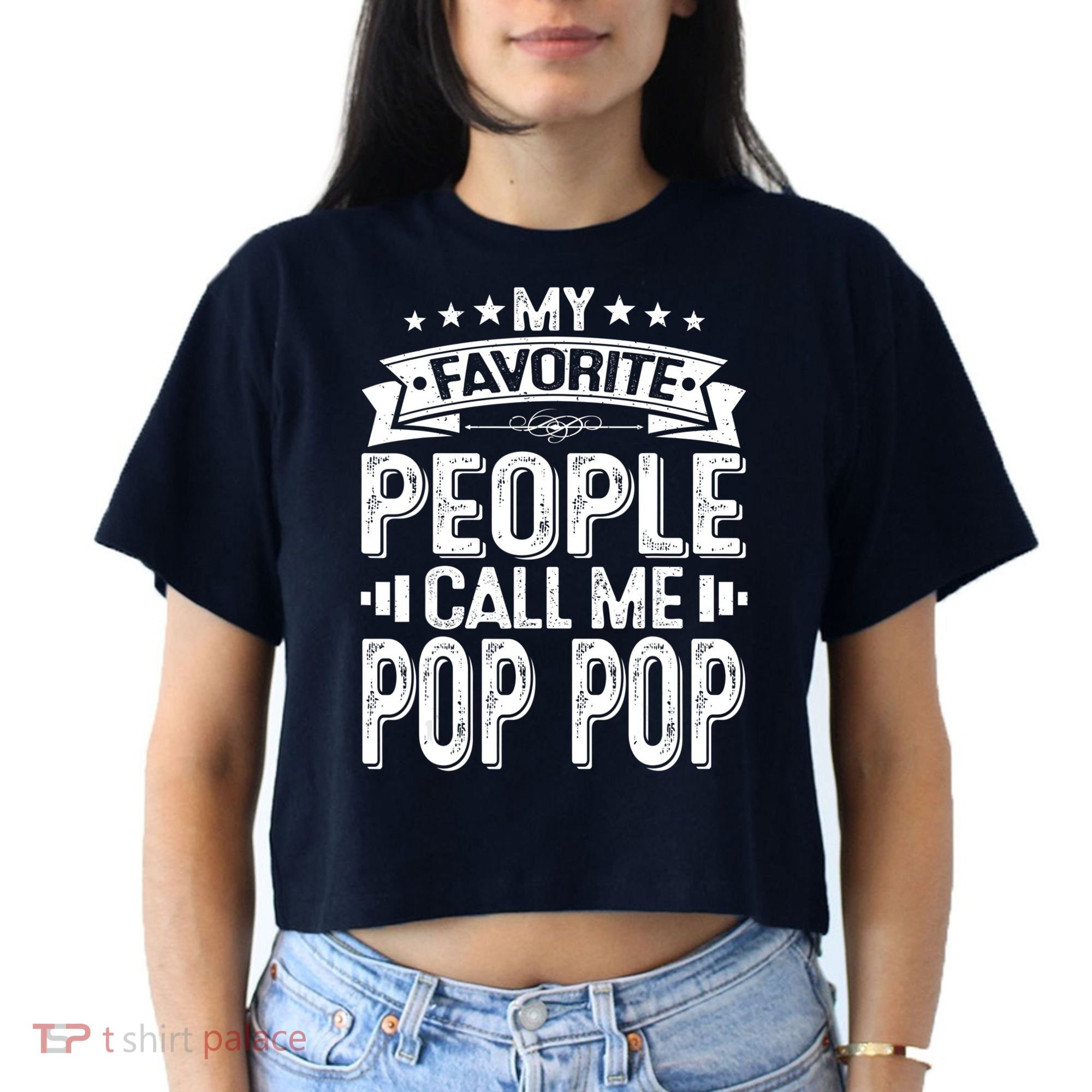 Distressed My Favorite People Call Me Pop Pop Retro Women's Crop Top Tee