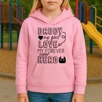 Daddy My First Love My Forever Superhero Cute Kids Hoodie thumb 3