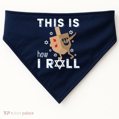 Dreidel Menorah Funny Hanukkah Gift This Is How I Roll USA-Made Doggie Bandana