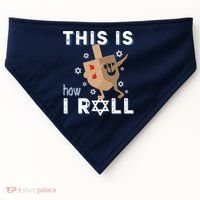 Dreidel Menorah Funny Hanukkah Gift This Is How I Roll USA-Made Doggie Bandana thumb 0