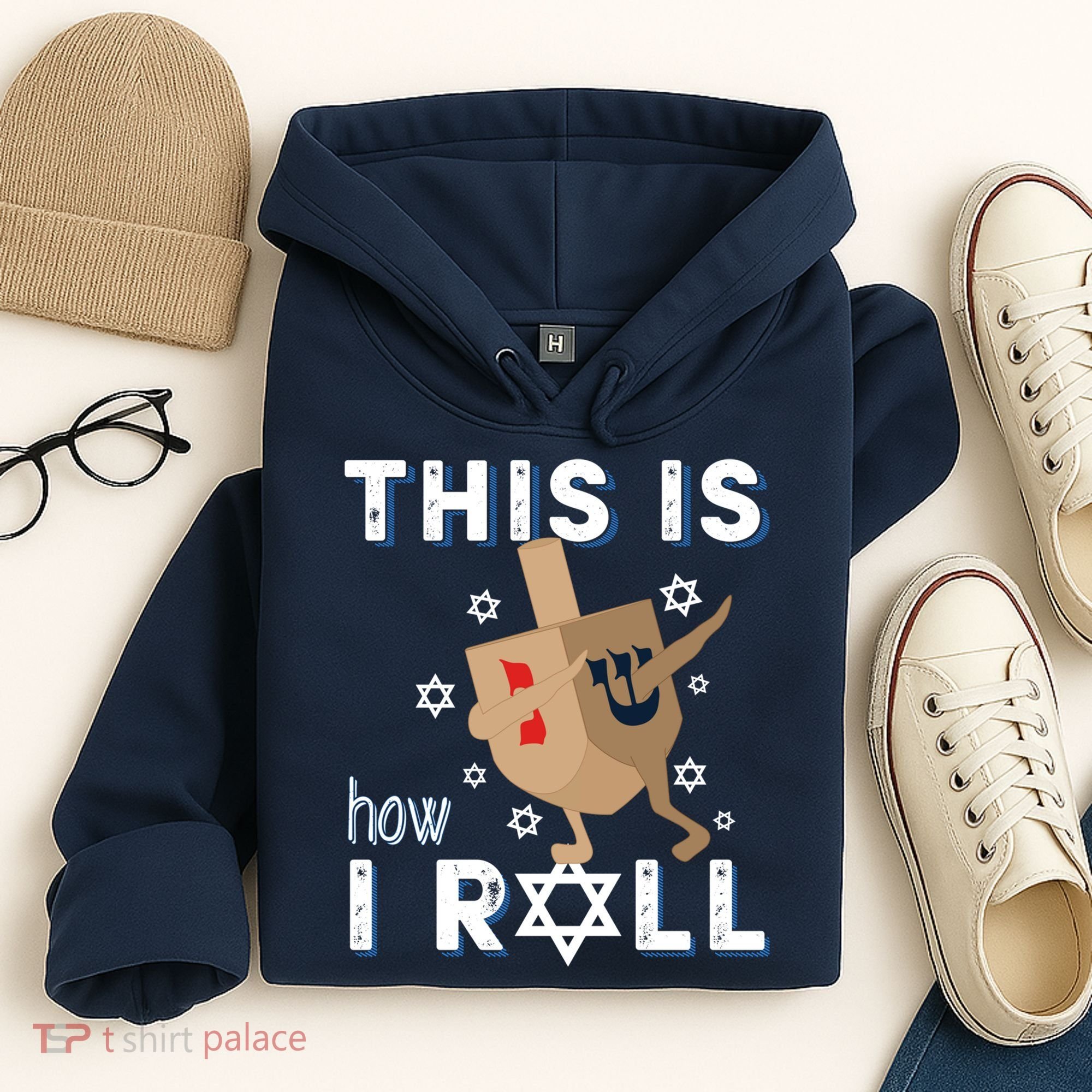 Dreidel Menorah Funny Hanukkah Gift This Is How I Roll Hoodie
