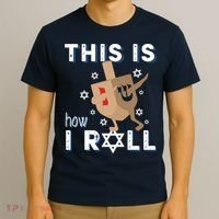 Dreidel Menorah Funny Hanukkah Gift This Is How I Roll T-Shirt thumb 3