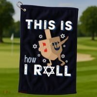 Dreidel Menorah Funny Hanukkah Gift This Is How I Roll Golf Towel thumb 1
