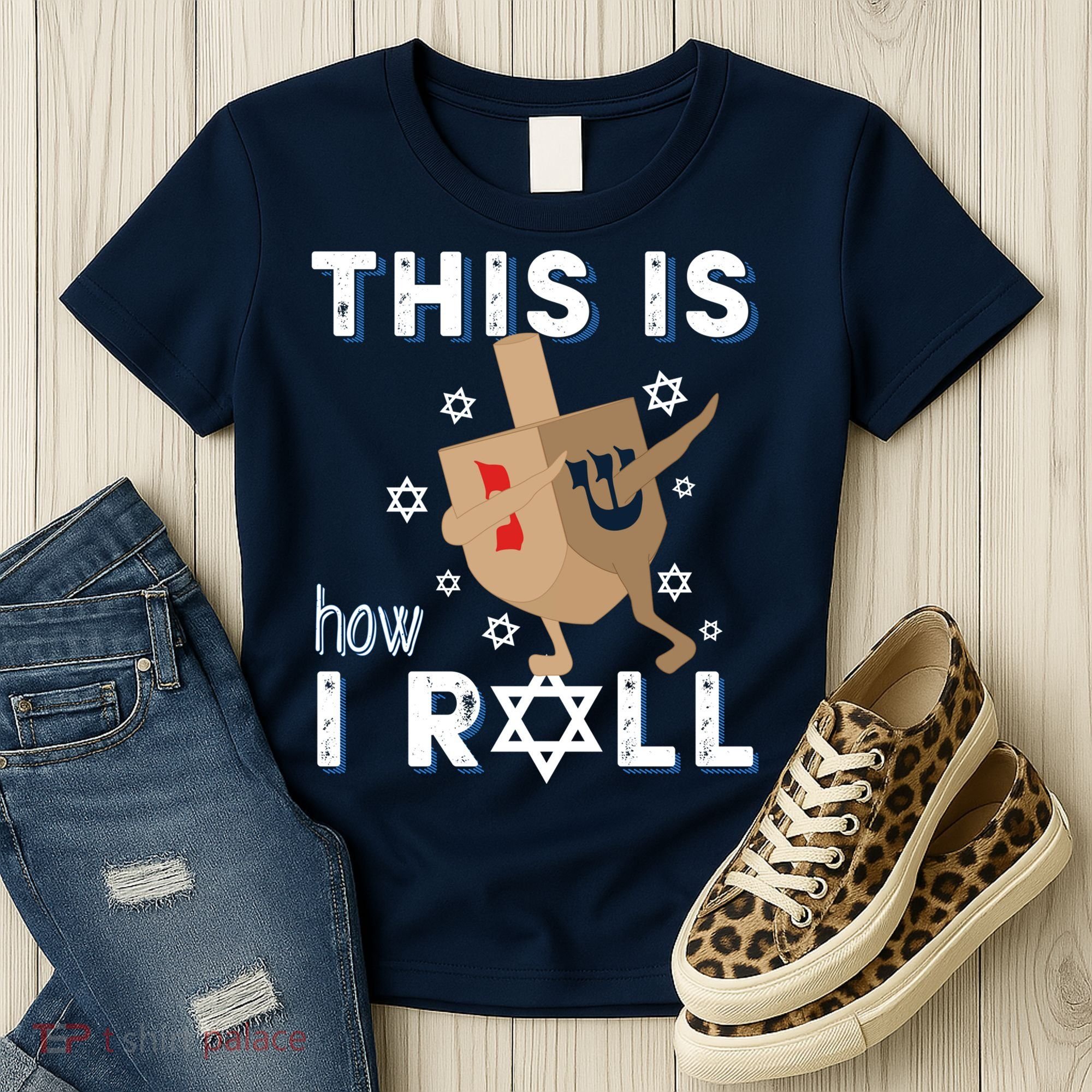 Dreidel Menorah Funny Hanukkah Gift This Is How I Roll Women's T-Shirt