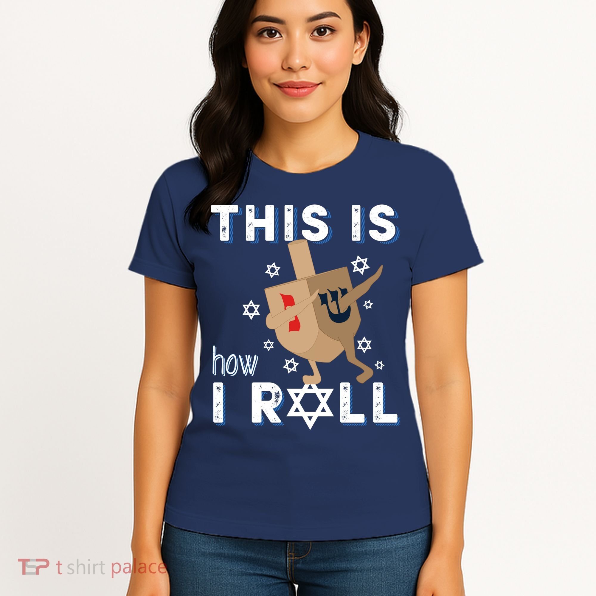 Dreidel Menorah Funny Hanukkah Gift This Is How I Roll Women's T-Shirt