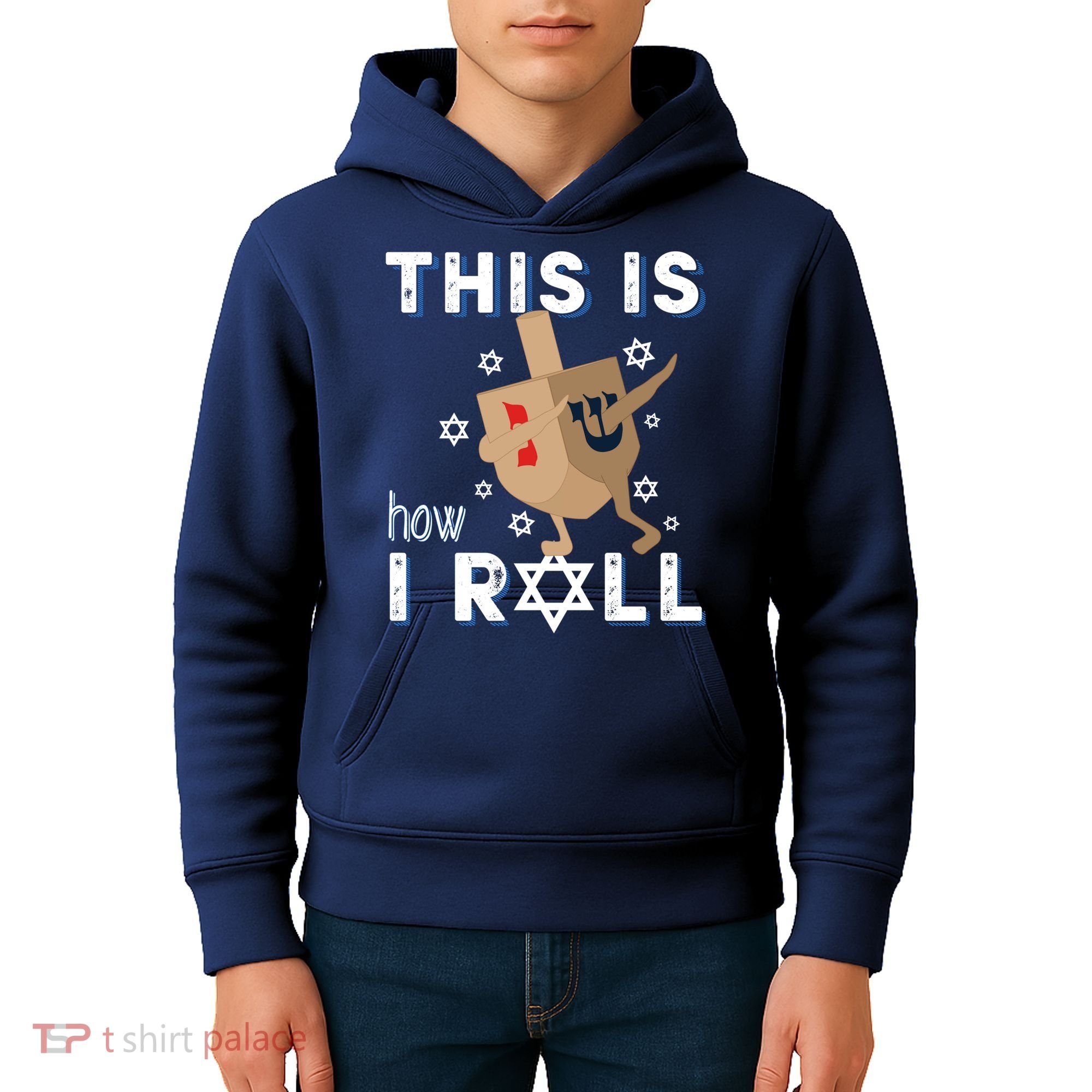 Dreidel Menorah Funny Hanukkah Gift This Is How I Roll Kids Hoodie