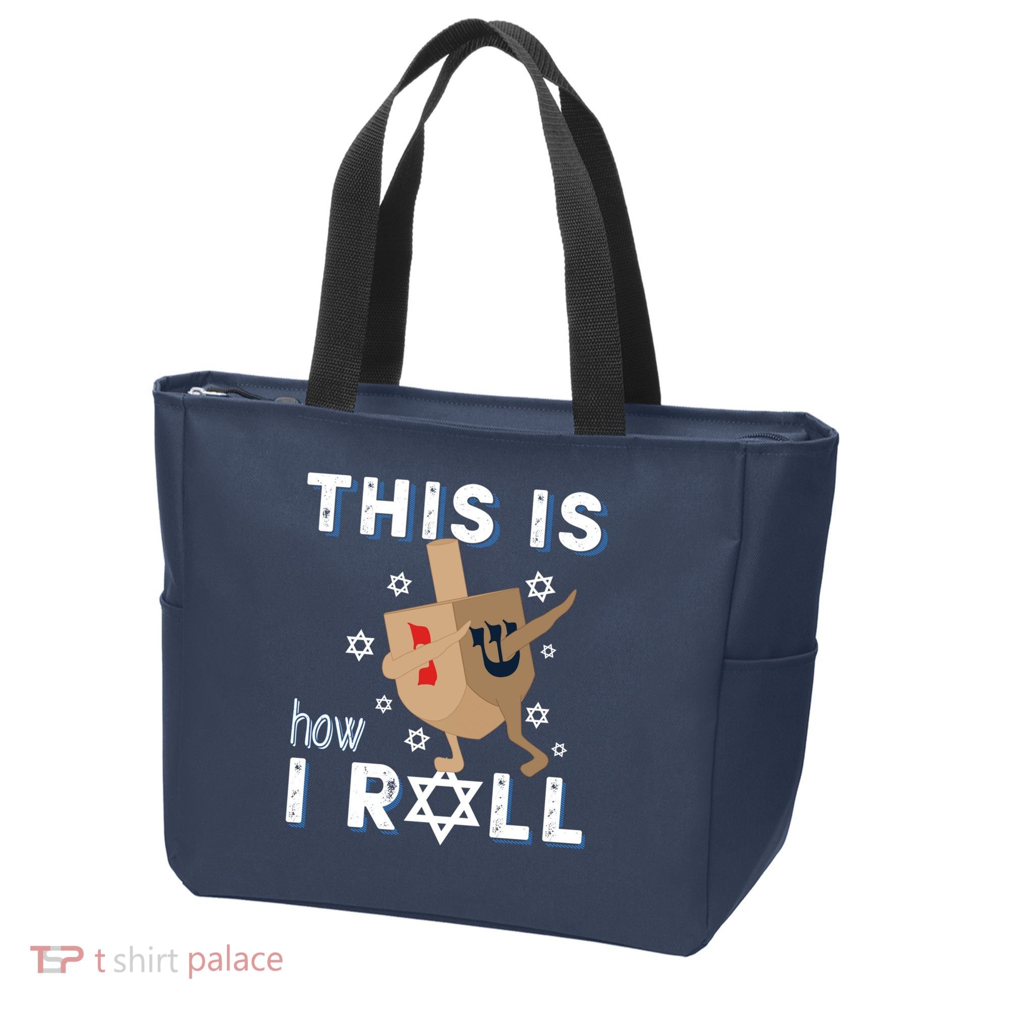 Dreidel Menorah Funny Hanukkah Gift This Is How I Roll Tote Bag