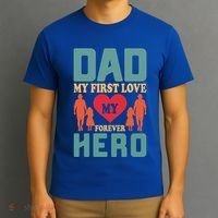 Dad My First Love My Forever Hero FatherS Day Funny Cute Gift T-Shirt thumb 3