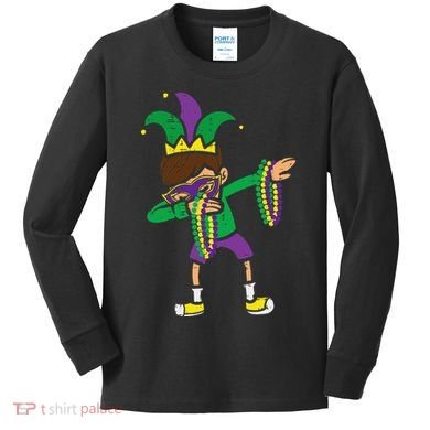 Dabbing Mardi Gras Dance Kids Long Sleeve Shirt