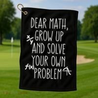 Dear Math Grow Up And Solve Your Own Problems Teens Trendy Funny Gift Golf Towel thumb 1