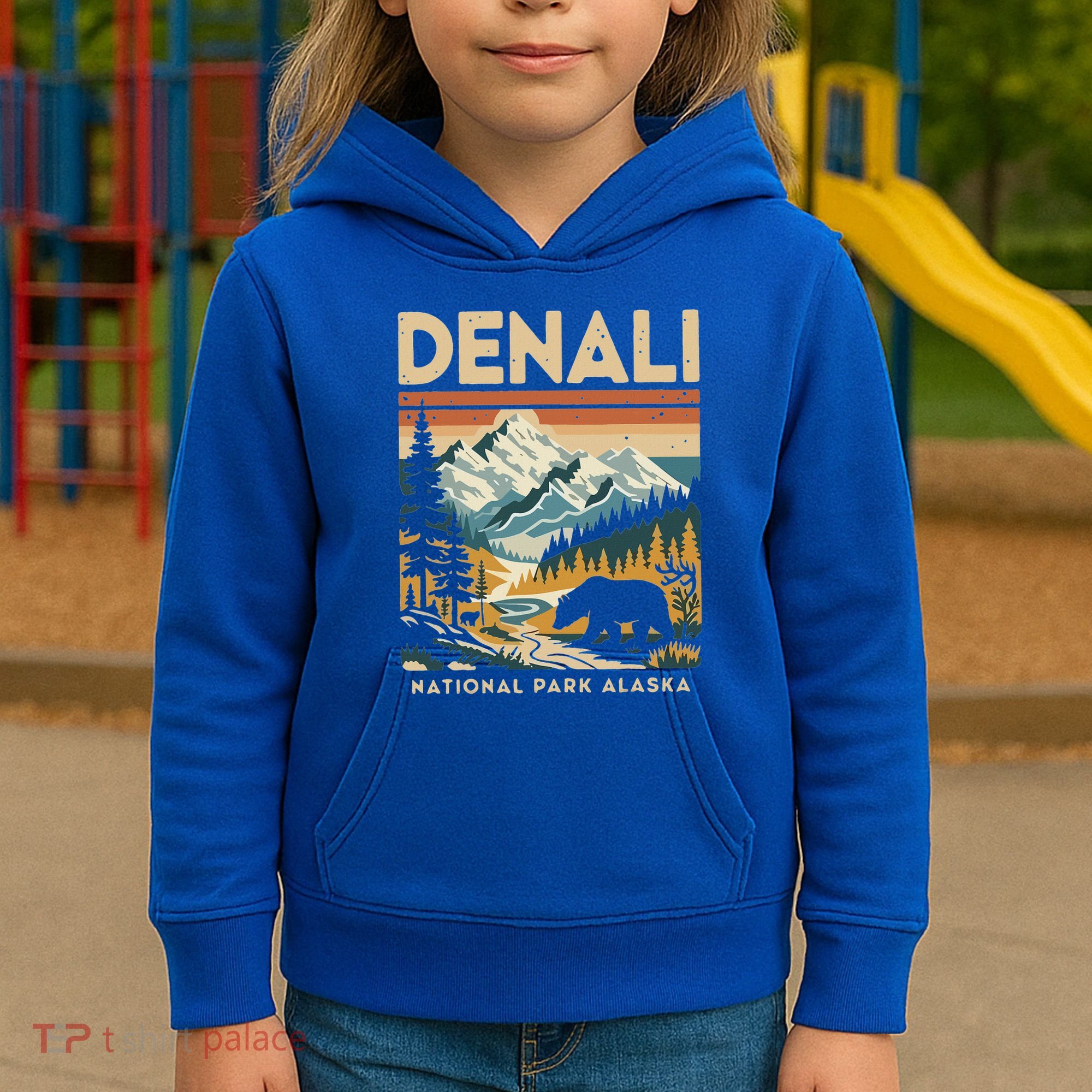 Denali Mountaineer Hiking Nature National Park Kids Hoodie