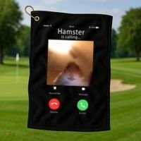 Dank Meme Hamster Staring Front Camera Hamster Calling Gift Golf Towel thumb 1