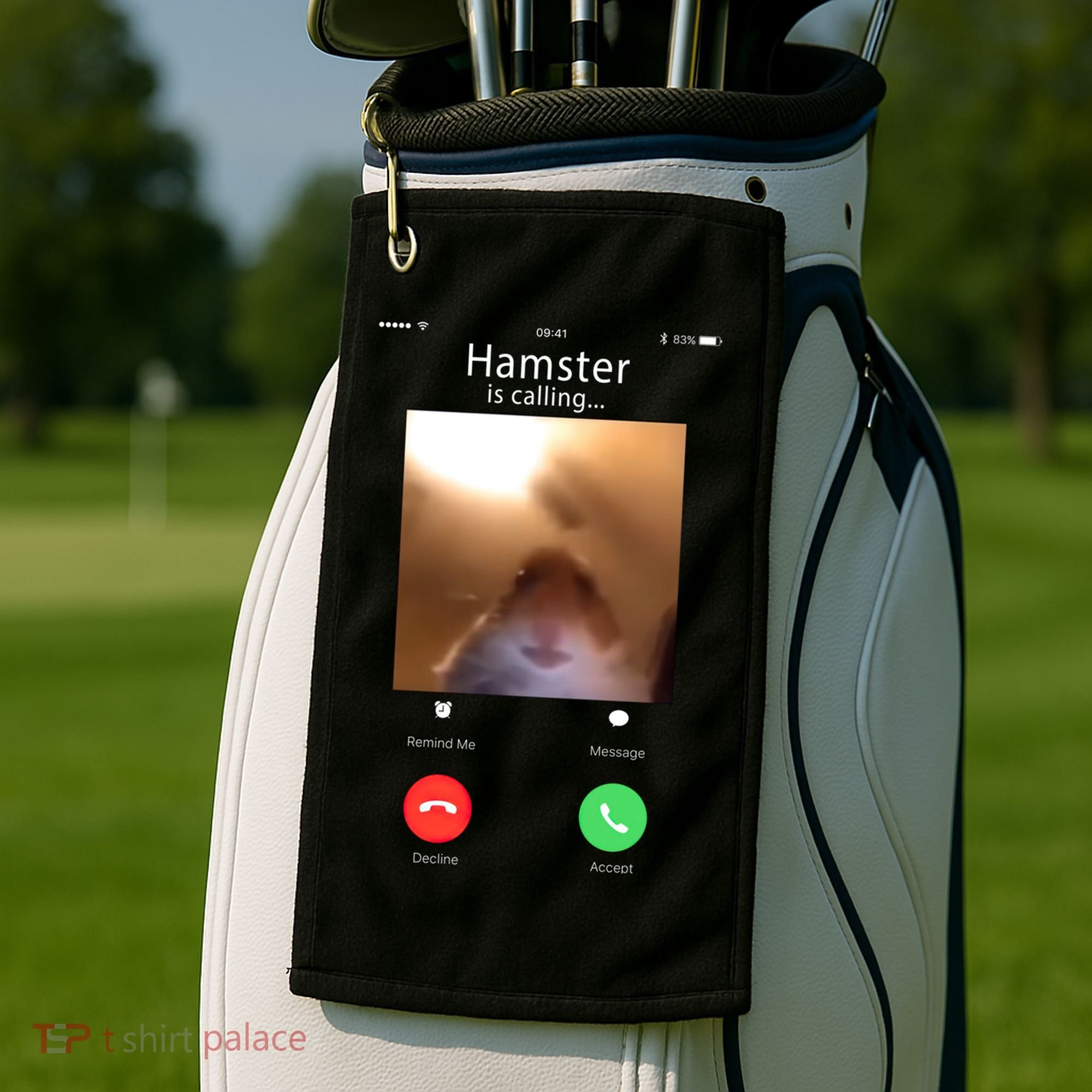 Dank Meme Hamster Staring Front Camera Hamster Calling Gift Golf Towel