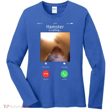 Dank Meme Hamster Staring Front Camera Hamster Calling Gift Women's Long Sleeve Shirt