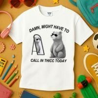 Damn Might Have To Call In Thicc Today Kids T-Shirt thumb 3