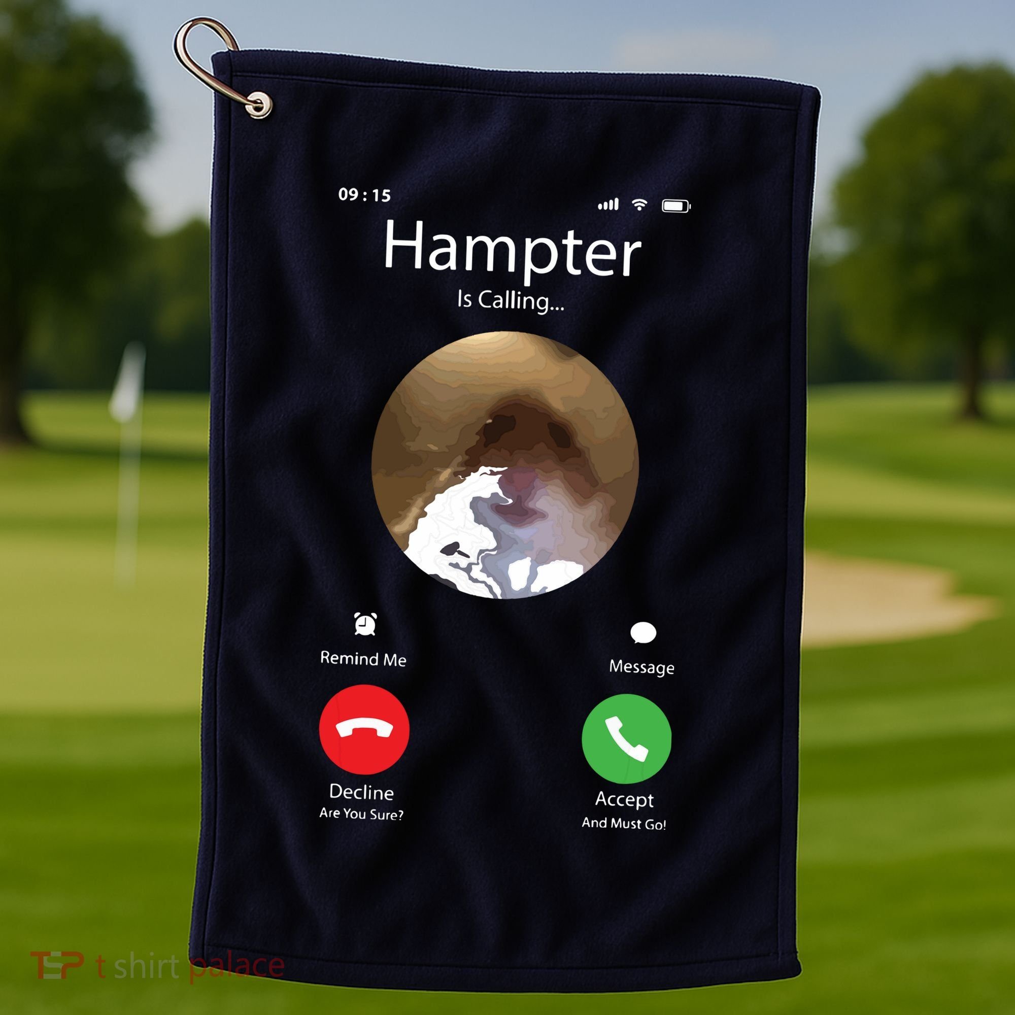 Dank Meme Hamster Staring Front Camera Hampter Calling Golf Towel