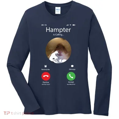 Dank Meme Hamster Staring Front Camera Hampter Calling Women's Long Sleeve Shirt