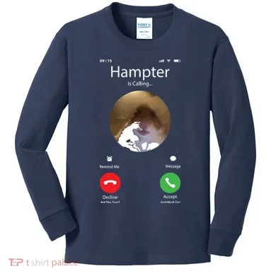 Dank Meme Hamster Staring Front Camera Hampter Calling Kids Long Sleeve Shirt