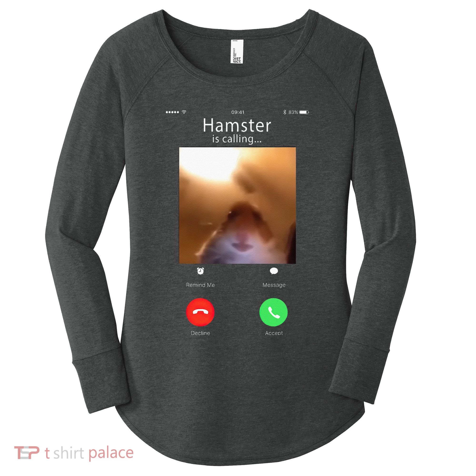 Dank Meme Hamster Staring Front Camera Hamster Calling Gift Women's Perfect Tri Tunic Long Sleeve Shirt