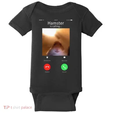 Dank Meme Hamster Staring Front Camera Hamster Calling Gift Baby Bodysuit