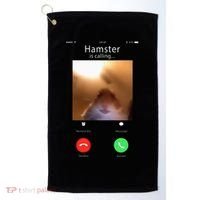 Dank Meme Hamster Staring Front Camera Hamster Calling Gift Golf Towel thumb 0