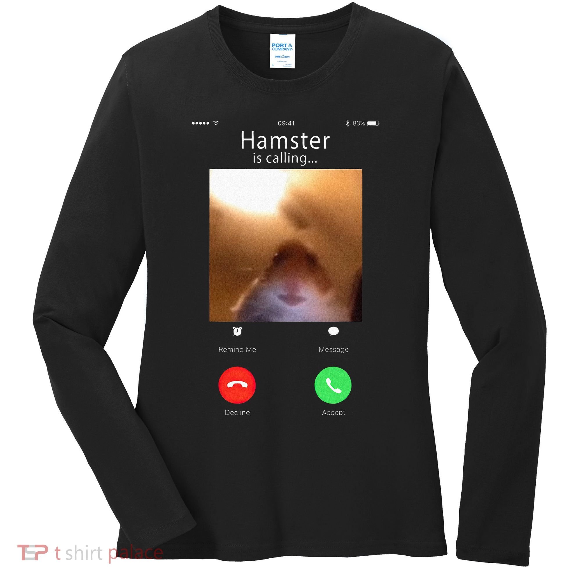 Dank Meme Hamster Staring Front Camera Hamster Calling Gift Women's Long Sleeve Shirt