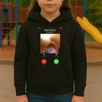 Dank Meme Hamster Staring Front Camera Hamster Calling Gift Kids Hoodie thumb 3