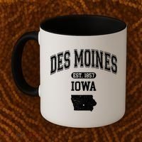 Des Moines Iowa Est 1857 Varsity Coffee Mug thumb 2