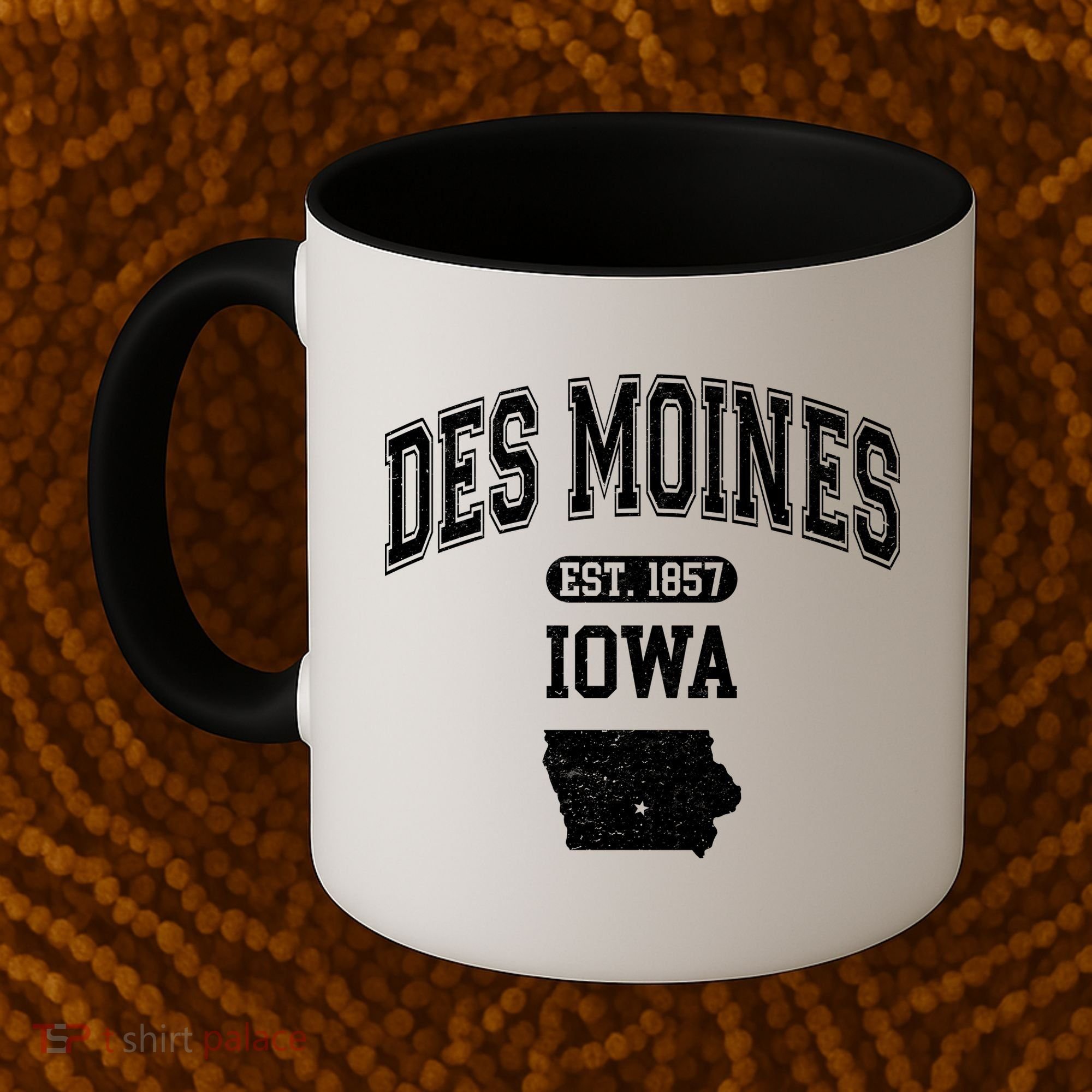 Des Moines Iowa Est 1857 Varsity Coffee Mug