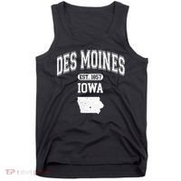 Des Moines Iowa Est 1857 Varsity Tank Top thumb 0