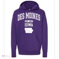 Des Moines Iowa Est 1857 Varsity Hoodie thumb 0