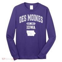 Des Moines Iowa Est 1857 Varsity Long Sleeve Shirt thumb 0