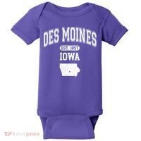 Des Moines Iowa Est 1857 Varsity Baby Bodysuit thumb 0