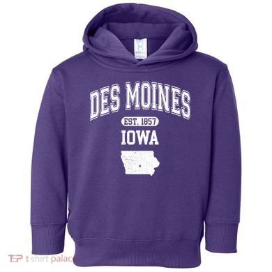 Des Moines Iowa Est 1857 Varsity Toddler Hoodie