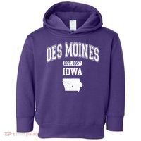 Des Moines Iowa Est 1857 Varsity Toddler Hoodie thumb 0