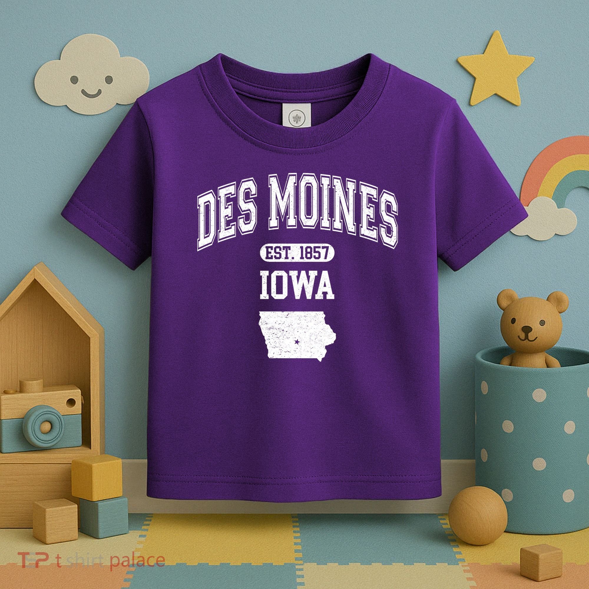 Des Moines Iowa Est 1857 Varsity Toddler T-Shirt