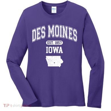 Des Moines Iowa Est 1857 Varsity Women's Long Sleeve Shirt