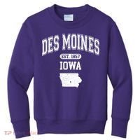 Des Moines Iowa Est 1857 Varsity Kids Sweatshirt thumb 0