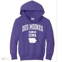 Des Moines Iowa Est 1857 Varsity Kids Hoodie thumb 0