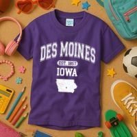 Des Moines Iowa Est 1857 Varsity Kids T-Shirt thumb 3