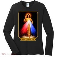 Divine Mercy Jesus I Trust In You Catholic Women's Long Sleeve Shirt thumb 0