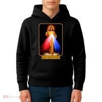 Divine Mercy Jesus I Trust In You Catholic Kids Hoodie thumb 4