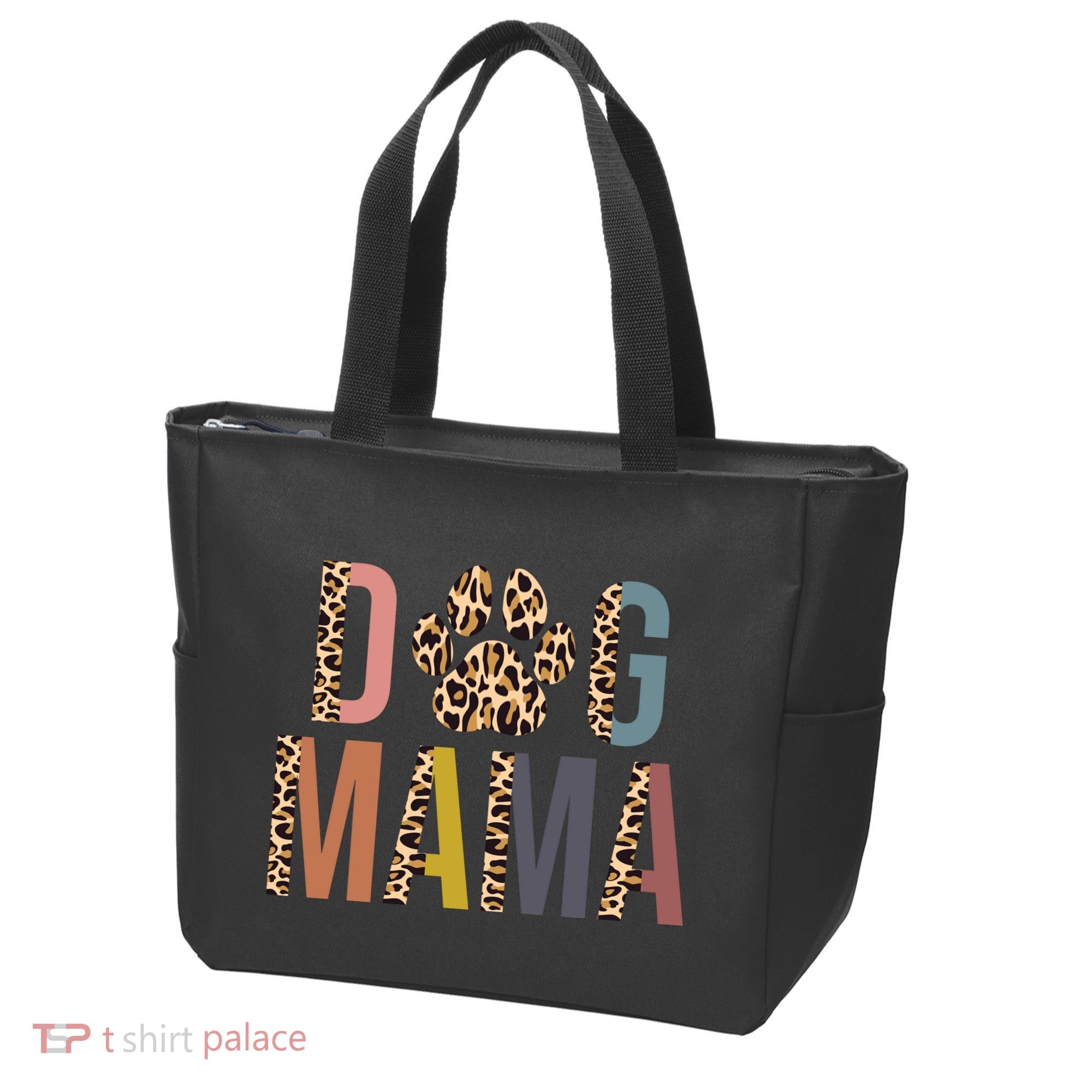 Dog Mama Leopard Paw Print Tote Bag