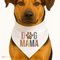 Dog Mama Leopard Paw Print USA-Made Doggie Bandana thumb 1